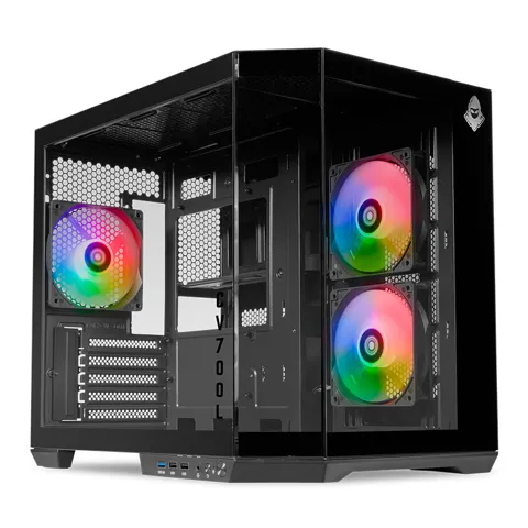 Gabinete Gamer Mancer CV700L, Mid-Tower, Frontal e Lateral de Vidro, 3 Fans ARGB, Preto
