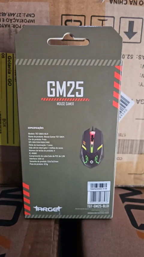 Mouse Gamer TGT GM25, Rainbow, 2400DPI, 4 Botoes, Preto