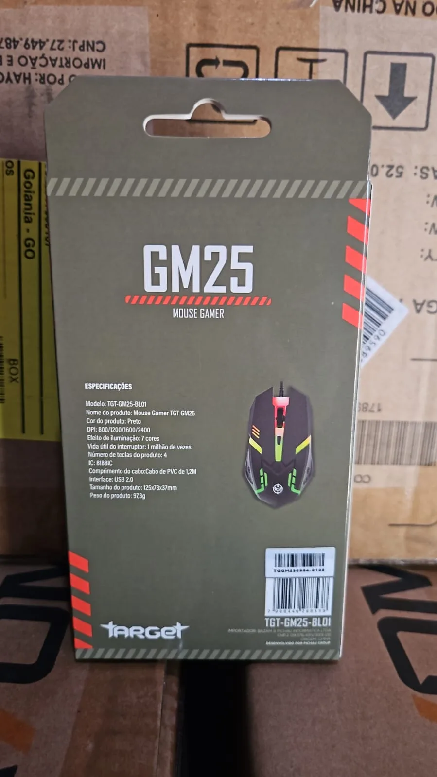 Mouse Gamer TGT GM25, Rainbow, 2400DPI, 4 Botoes, Preto