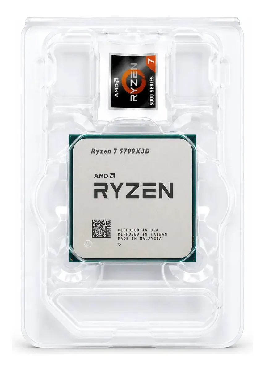 Ryzen 7 5700X3D, 3.0 GHz (4.1GHz Max Turbo), 8 Núcleos, 16 Threads, AM4, Sem Vídeo Integrado