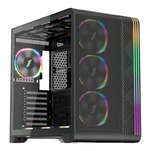 Gabinete Gamer 1STPLAYER VT7, Mid Tower, ATX, Lateral em Vidro Temperado, Sem Fan, Preto, Até 13 Fans 120mm*