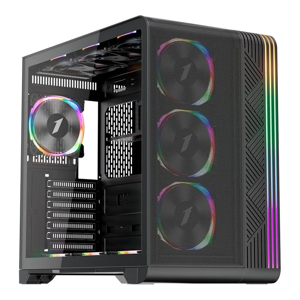 Gabinete Gamer 1STPLAYER VT7, Mid Tower, ATX, Lateral em Vidro Temperado, Sem Fan, Preto, Até 13 Fans 120mm*