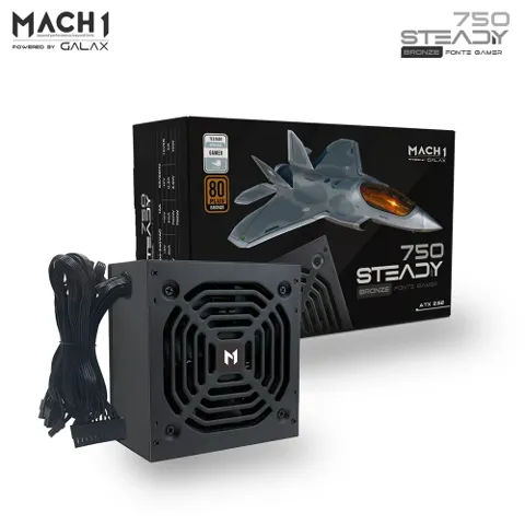 Fonte MACH1 Steady, 750W, 80 Plus Bronze, PFC Ativo, Preto - 750Steady