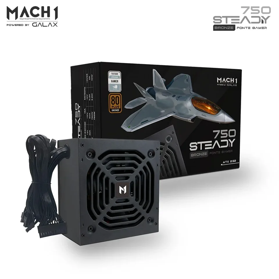 Fonte MACH1 Steady, 750W, 80 Plus Bronze, PFC Ativo, Preto - 750Steady