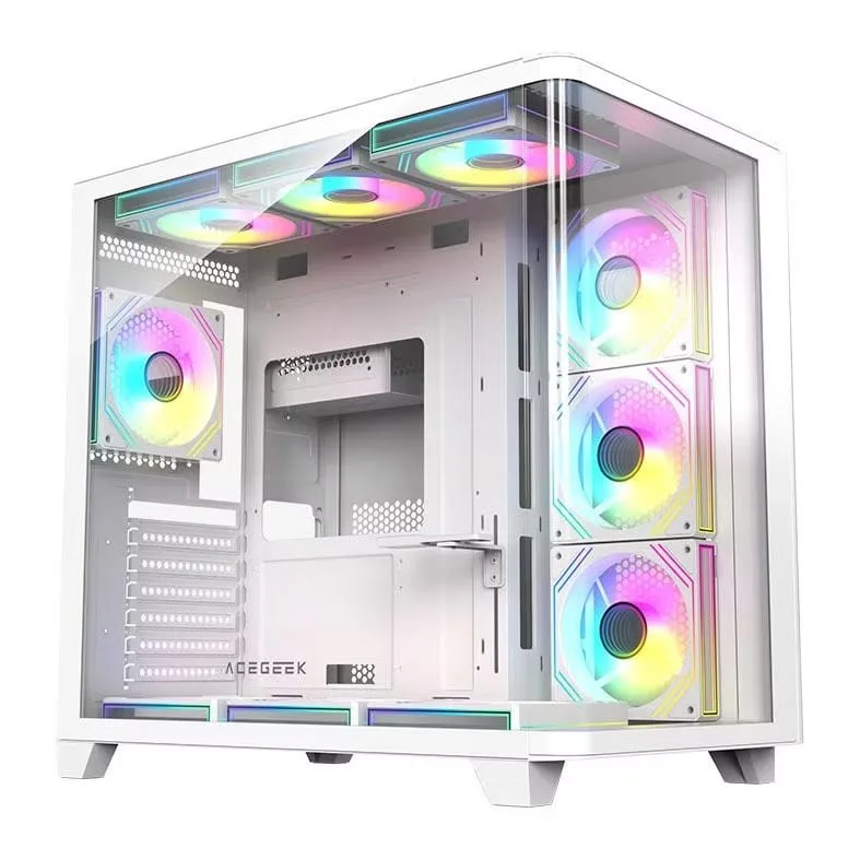 Gabinete Gamer Acegeek CurveX, Mid-Tower, Lateral de Vidro, Branco