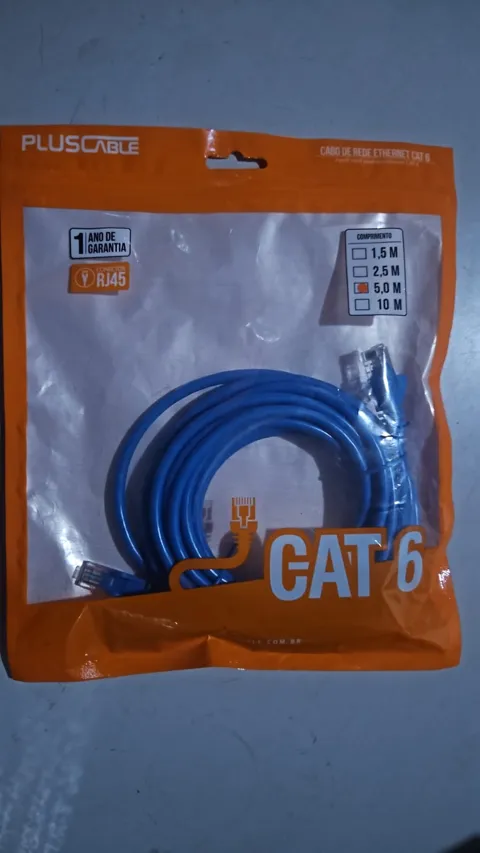 Cabo de Rede CAT6 5 Metros Azul PLUS CABLE