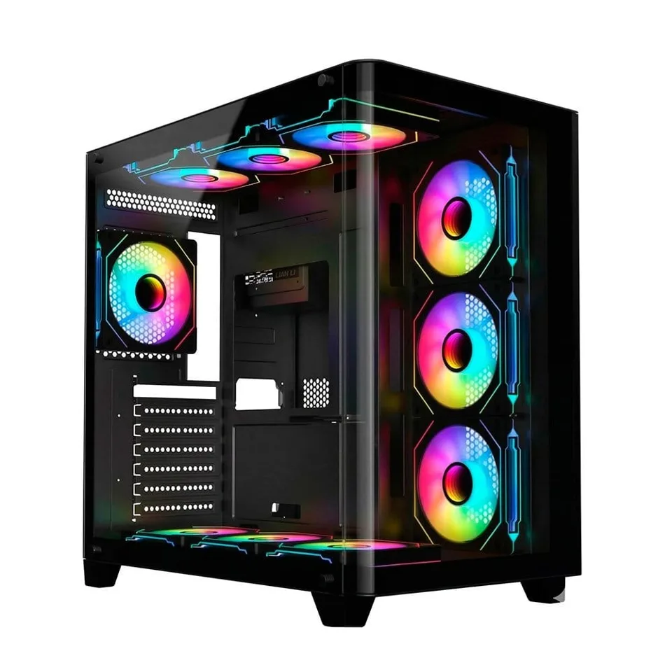 Gabinete Gamer Liketec Madness X, Mid Tower, ATX, Lateral e Frontal em Vidro Curvo, Sem Fans, Preto