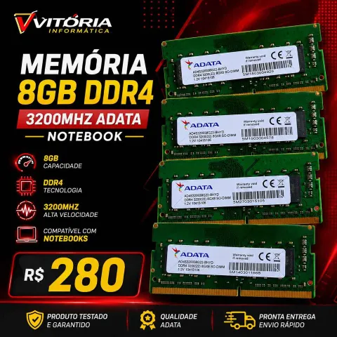 Memória 8GB DDR4 3200MHZ ADATA Notebook.