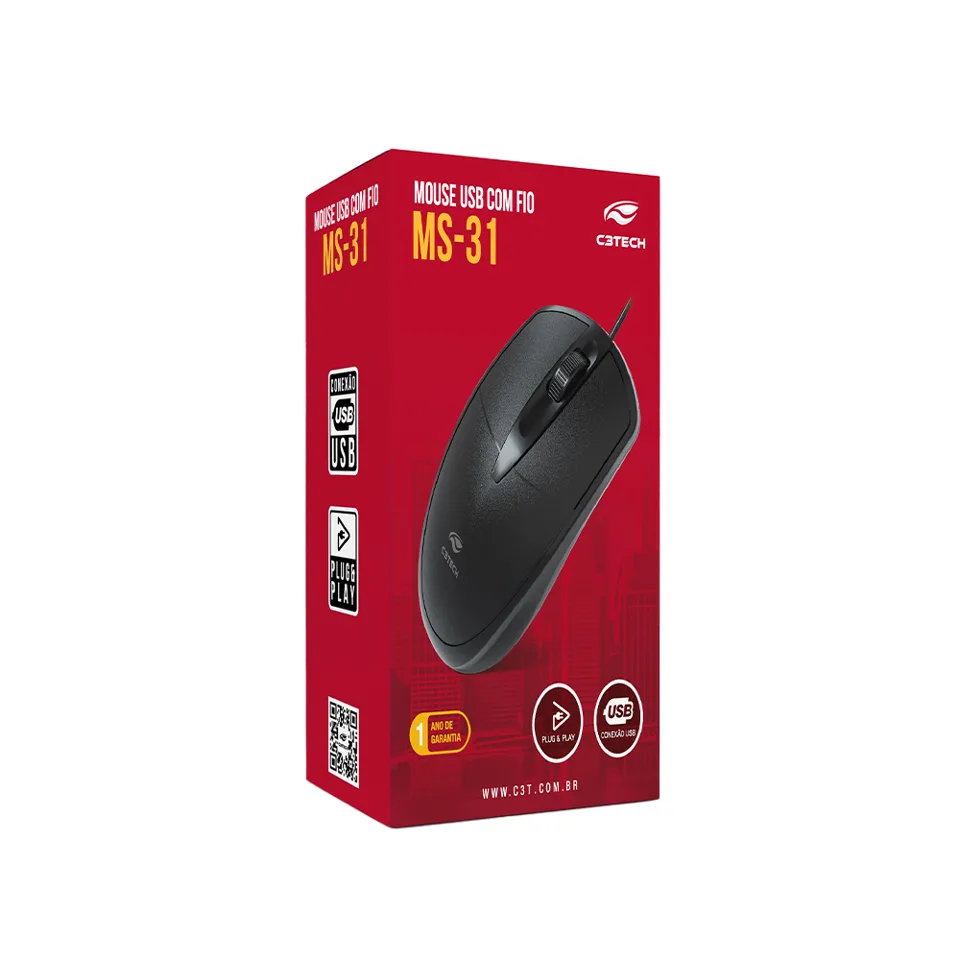 Mouse USB MS-31BK Preto C3Tech